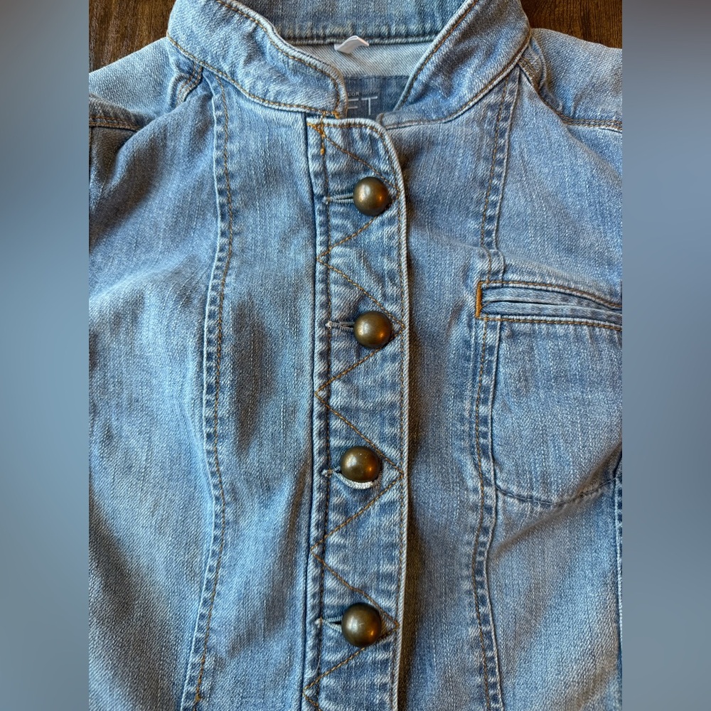 Loft Soldier Style Light Blue Denim Jean Jacket Coat Size 2 - Picture 13 of 13